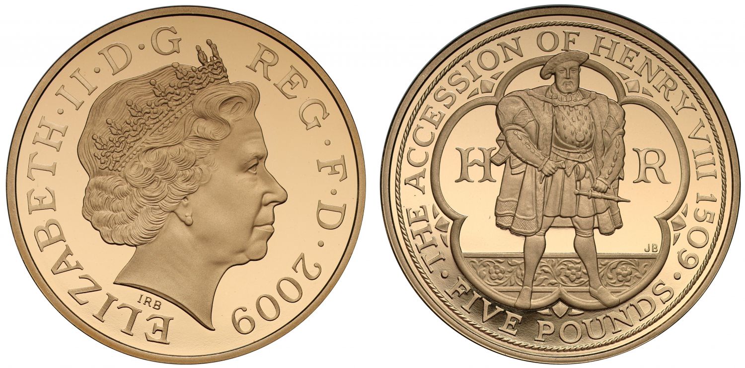 Elizabeth II 2009 proof Five-Pounds Henry VIII