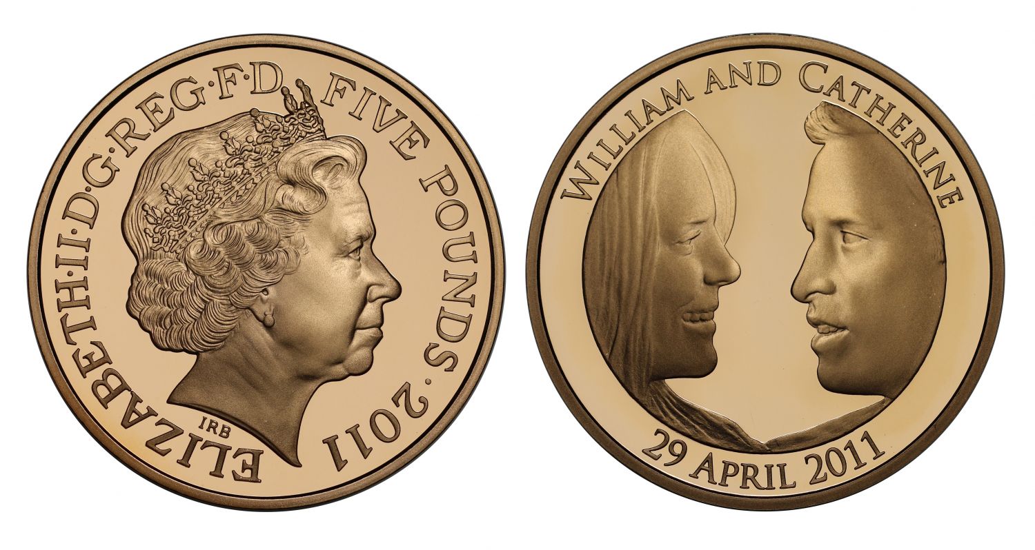 * Elizabeth II 2011 proof Five-Pounds Royal Wedding William and Catherine