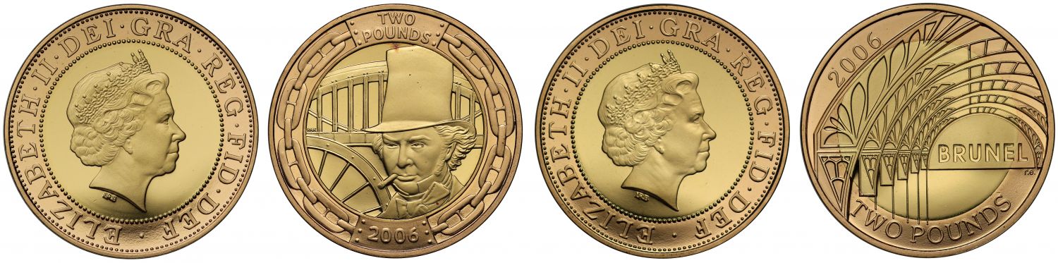* Elizabeth II 2006 proof Two-Pounds 2-coin Set Brunel Man