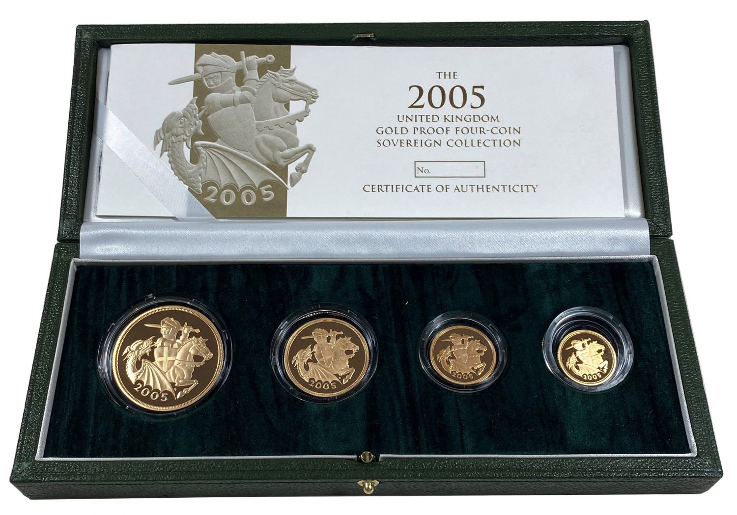 Elizabeth II 2005 4-coin proof Set, Noad one year type, COA 009