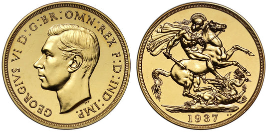 George VI 1937 proof Two-Pounds, Coronation issue, 5,501 struck PF65