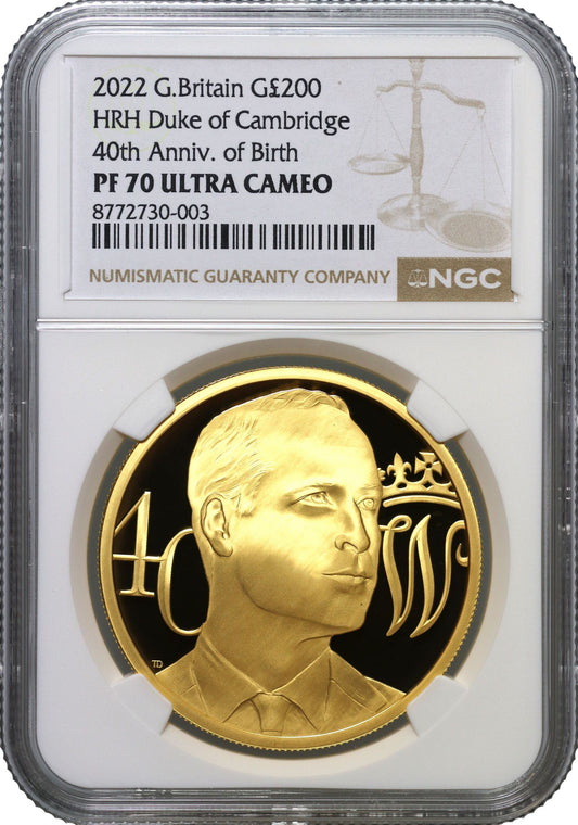 Elizabeth II 2022 gold PF70 UC 2oz Prince William 40th Birthday