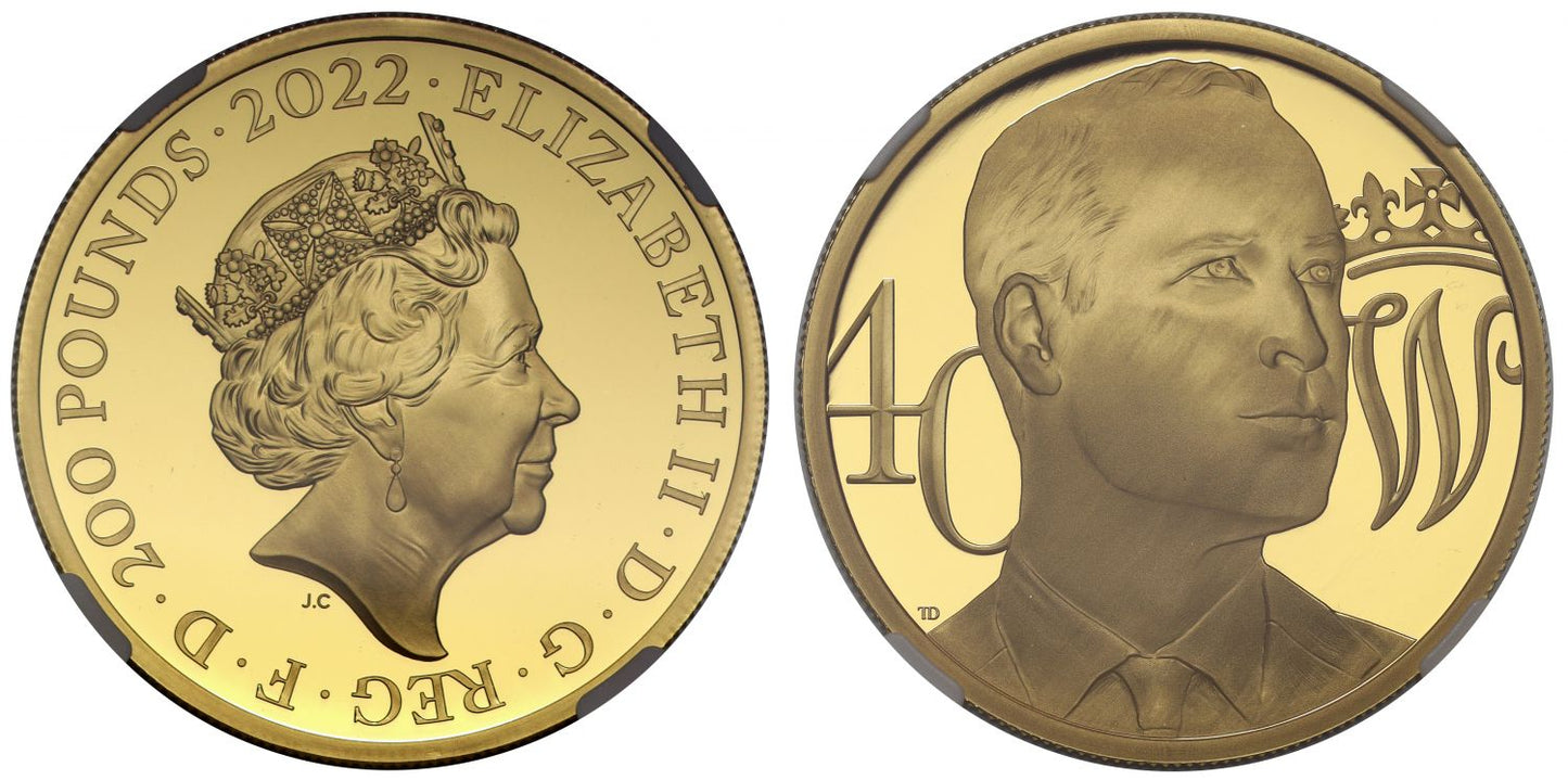 Elizabeth II 2022 gold PF70 UC 2oz Prince William 40th Birthday
