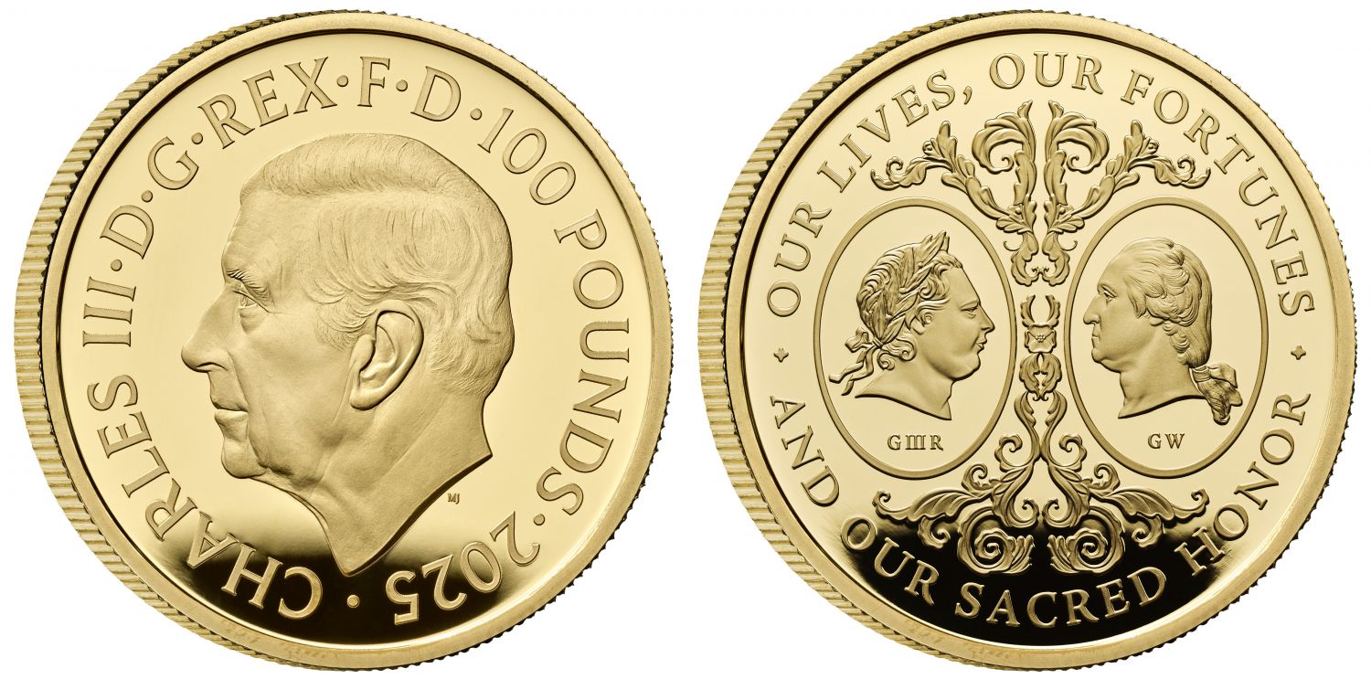* Charles III 2025 gold PF70 FDI 1oz Two Georges