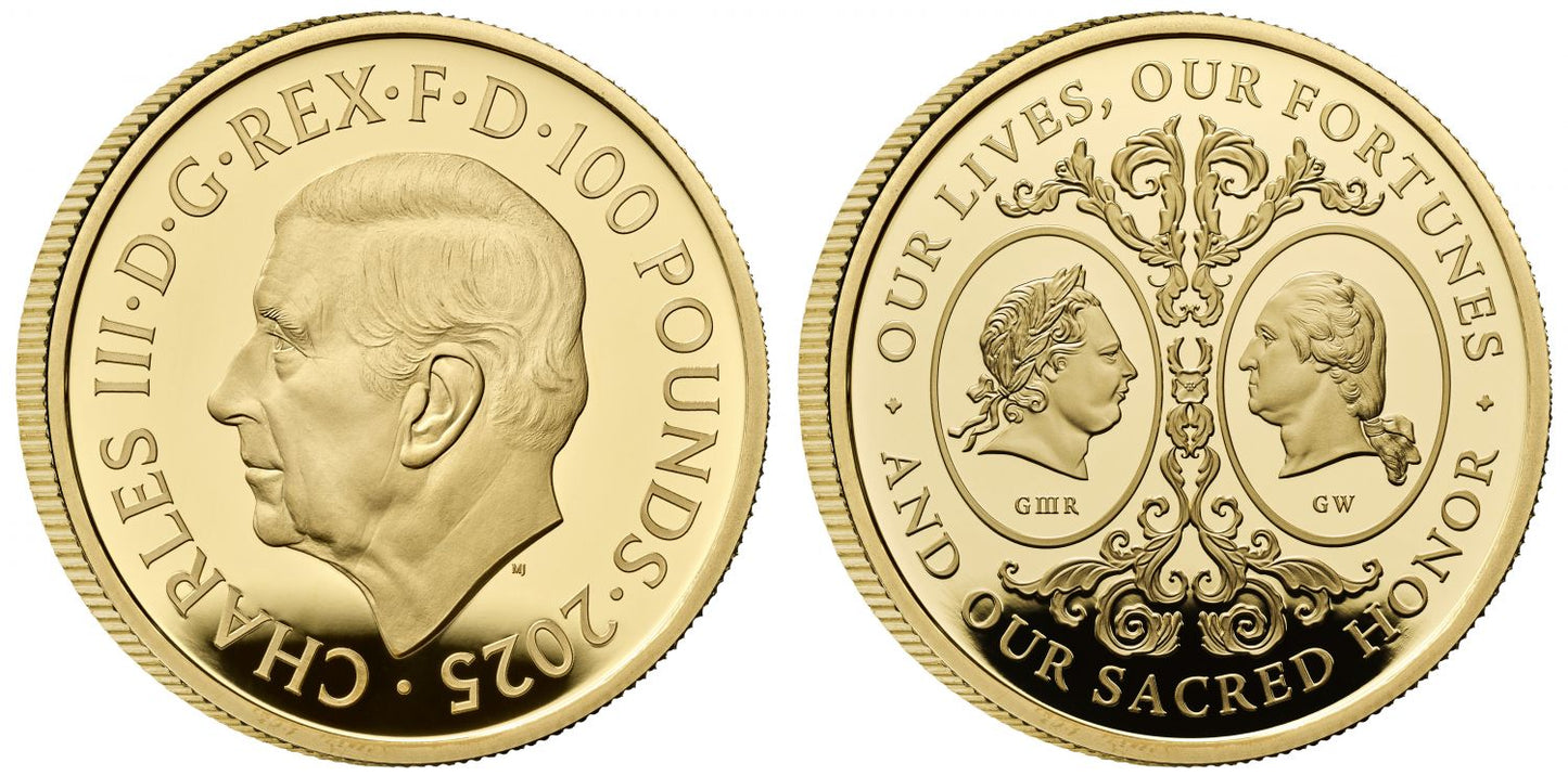 * Charles III 2025 gold PF70 FDI 1oz Two Georges