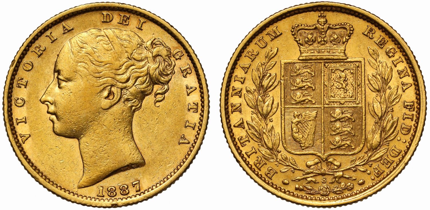 Victoria 1887-S Sovereign, Sydney, young head, ex Thorburn