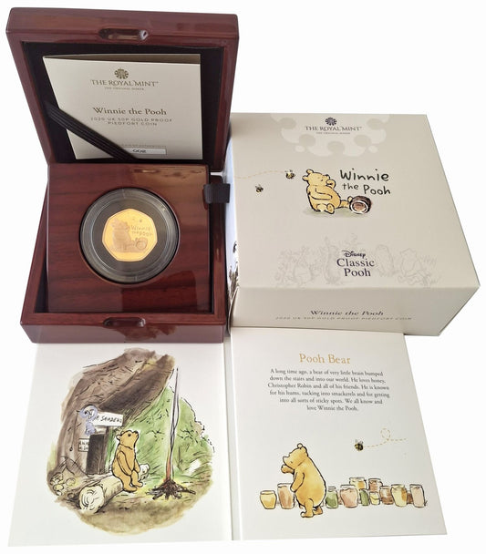 Elizabeth II 2020 gold proof piedfort 50p Winnie the Pooh