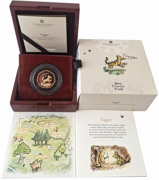 Elizabeth II 2020 gold proof piedfort 50p Tigger
