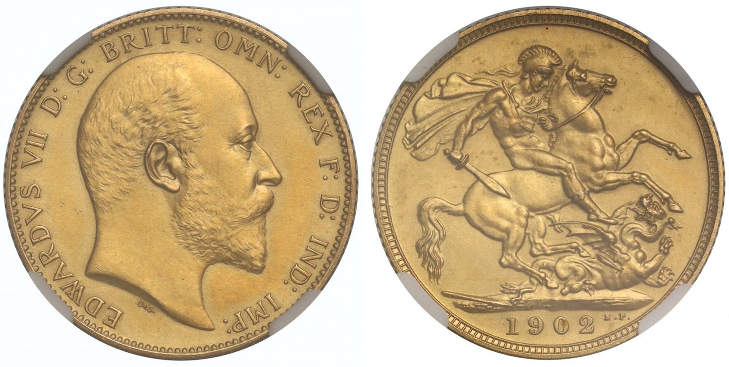 Edward VII 1902 matte proof Sovereign, PF61 MATTE, Coronation issue