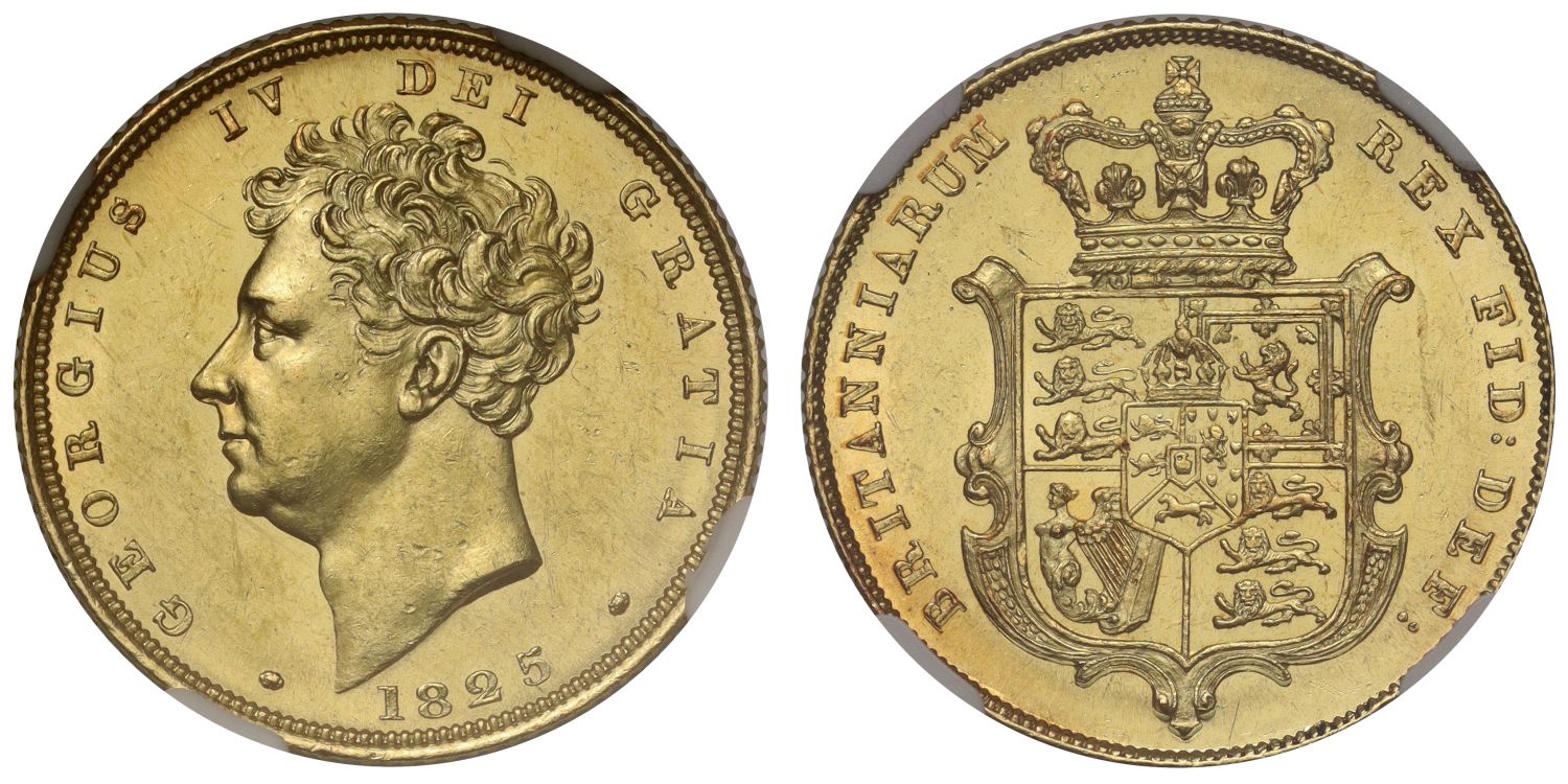 George IV 1825 Sovereign, bare head, MS62