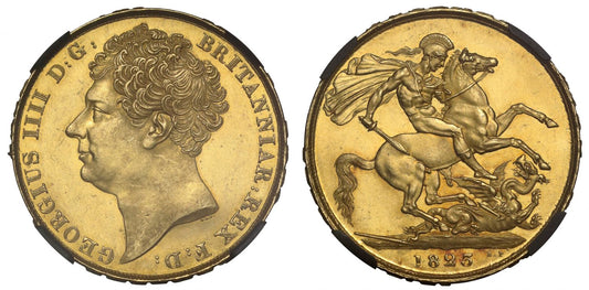 George IV 1823 Two-Pounds, bare head, NGC MS64, first currency issue of £2