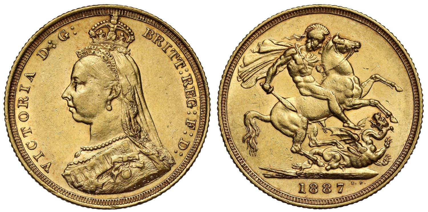 Victoria 1887-S Sovereign, Sydney Mint, DISH S2, hooked J