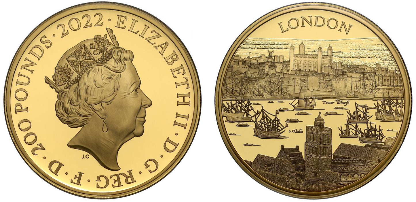 Elizabeth II 2022 PF70 UC FDI gold 2oz City Views London
