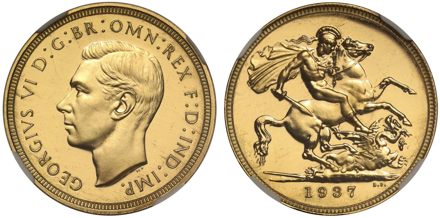 George VI 1937 proof Sovereign, PF65 CAMEO, only 5,501 struck