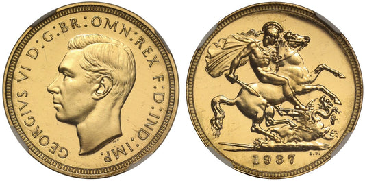 George VI 1937 proof Sovereign, PF65 CAMEO, only 5,501 struck