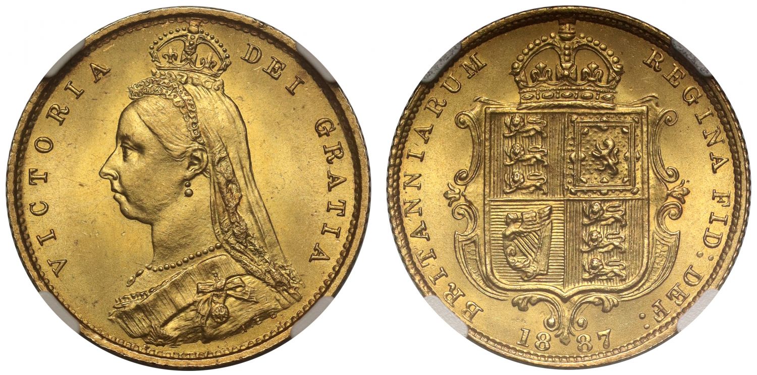 Victoria 1887 Half-Sovereign, MS64, Golden Jubilee issue, DISH L508