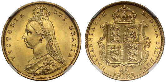 Victoria 1887 Half-Sovereign, MS64, Golden Jubilee issue, DISH L508