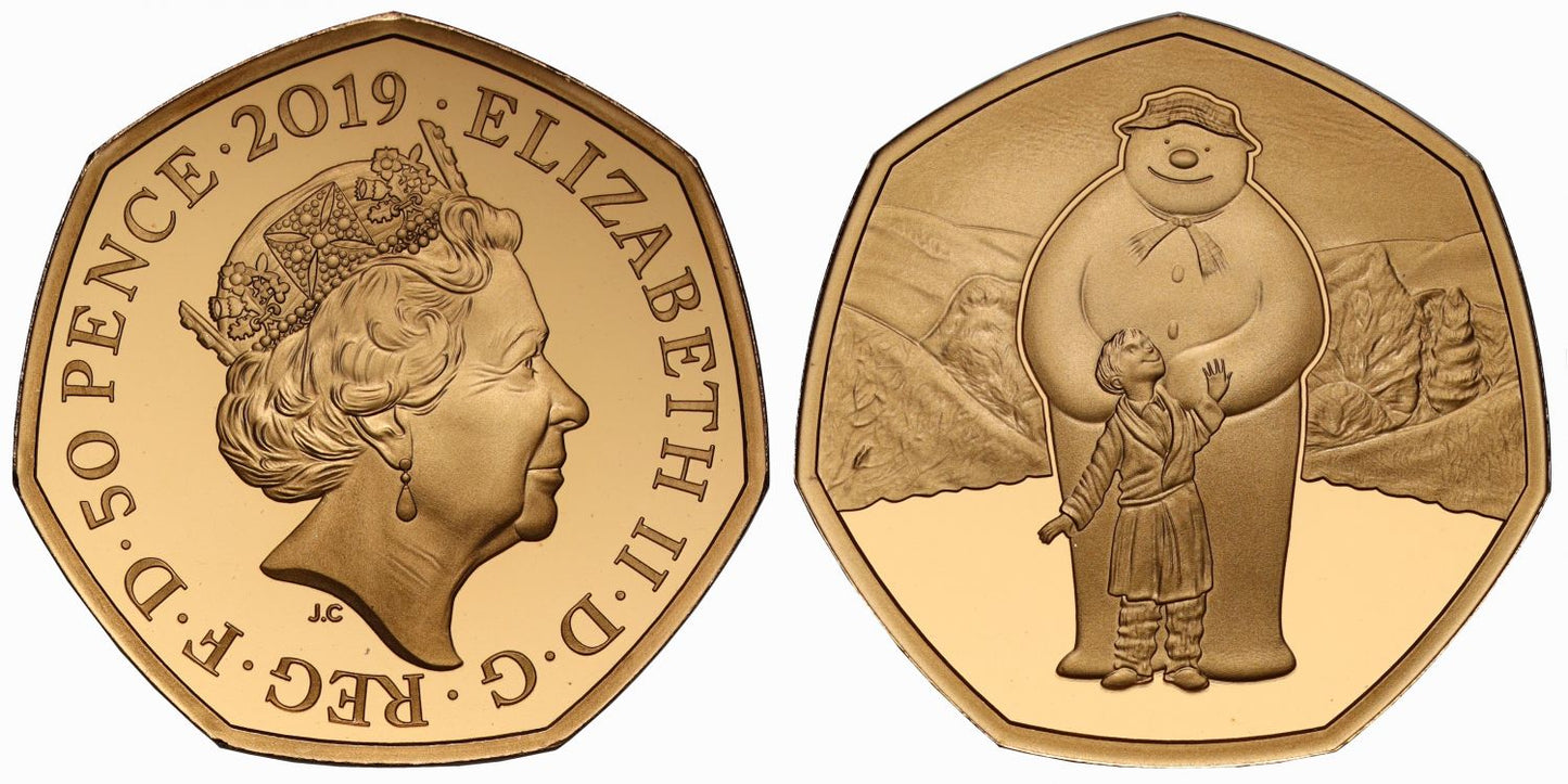 Elizabeth II 2019 gold proof 50p The Snowman
