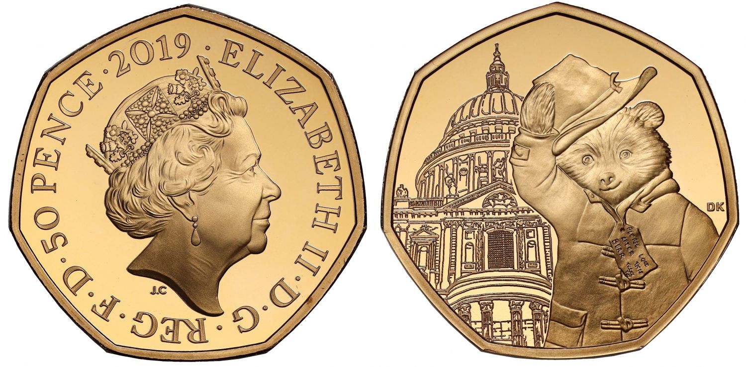 Elizabeth II 2019 gold proof 50p Paddington at St Pauls