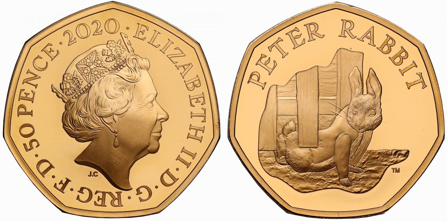 Elizabeth II 2020 gold proof 50p Peter Rabbit