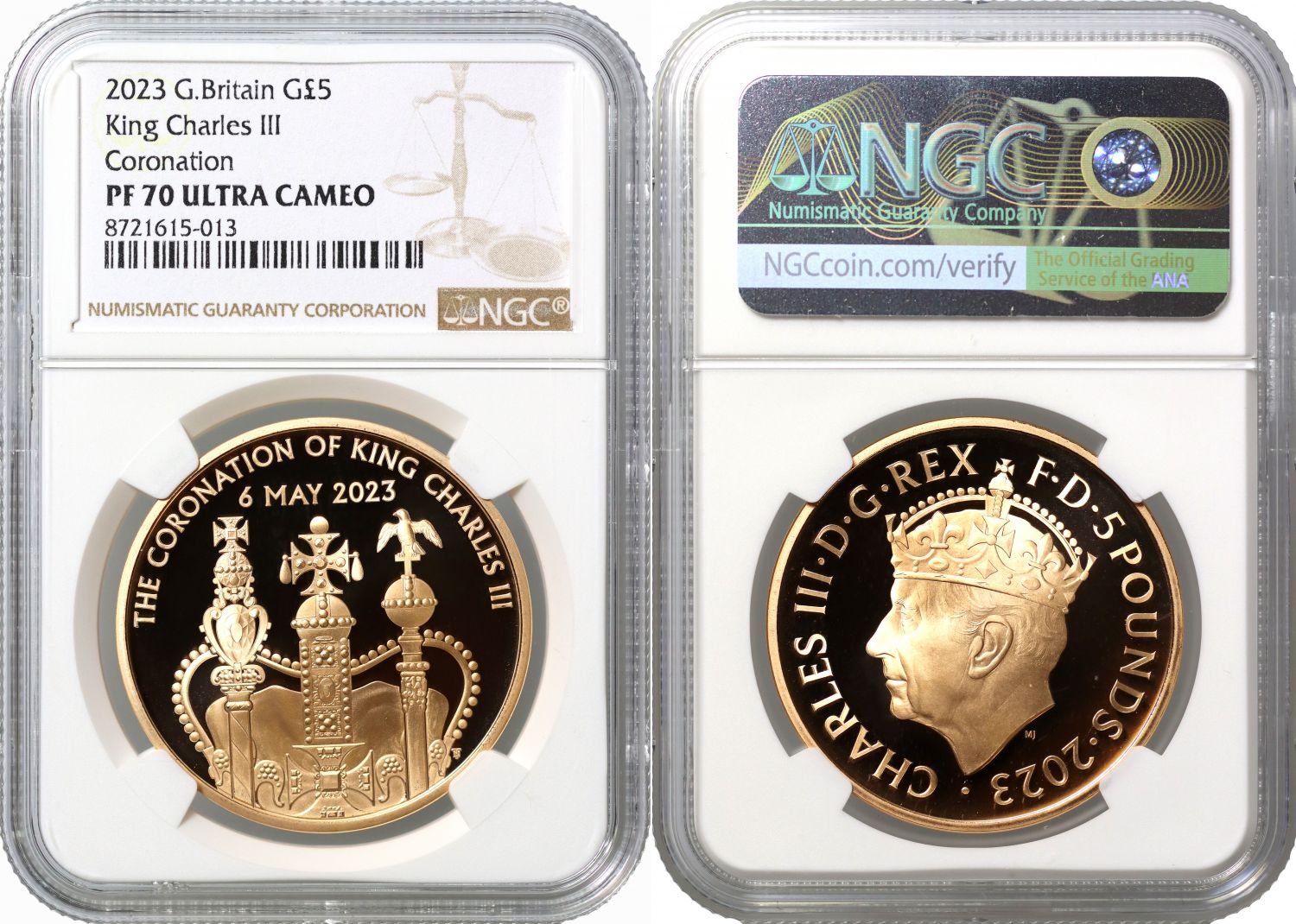 Charles III 2023 proof Five-Pounds PF70 UC Coronation
