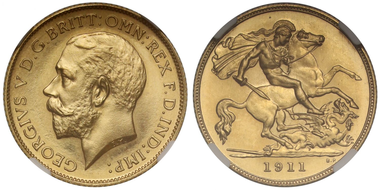 George V 1911 proof Half-Sovereign, PF66, Coronation issue