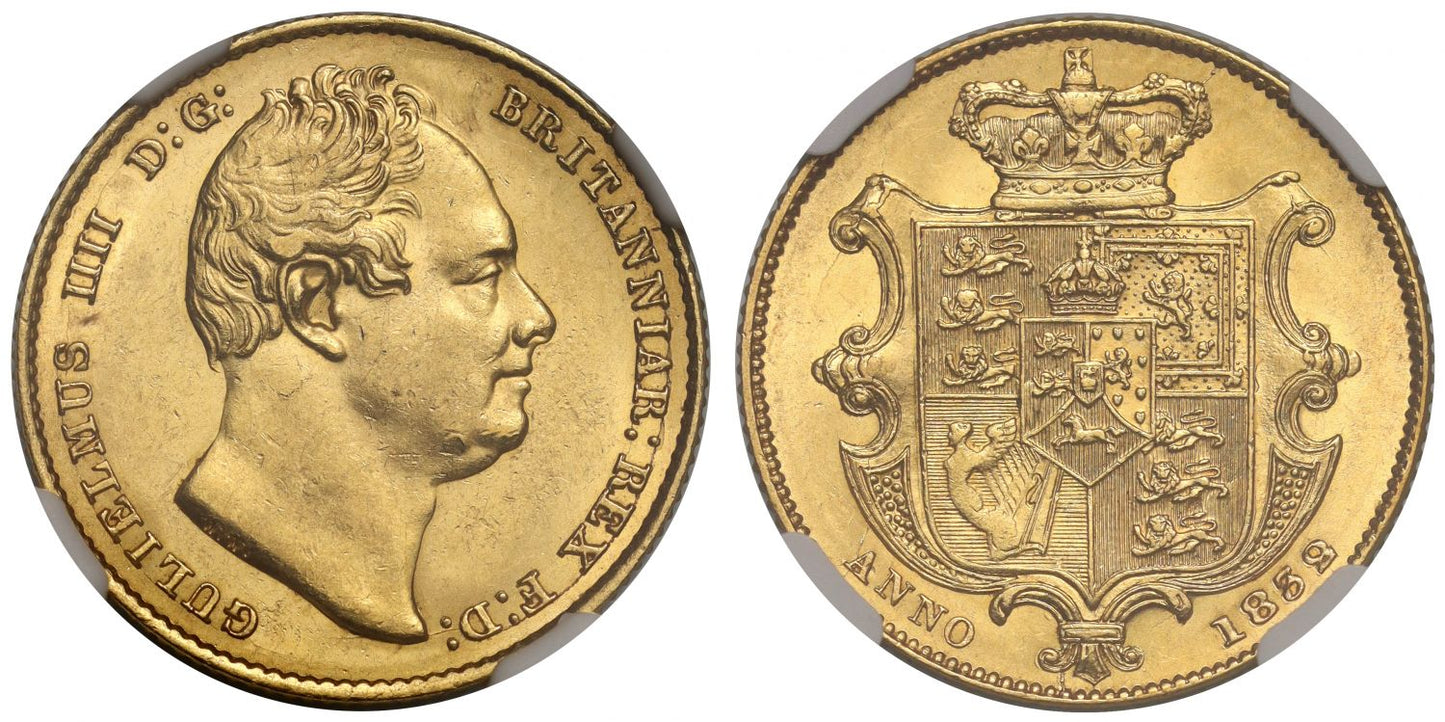 William IV 1832 Sovereign, 2nd bust, MS62