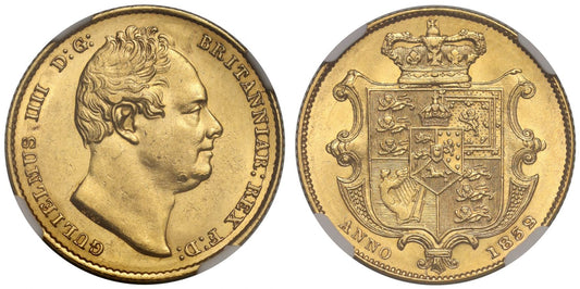 William IV 1832 Sovereign, second bust, NGC MS62