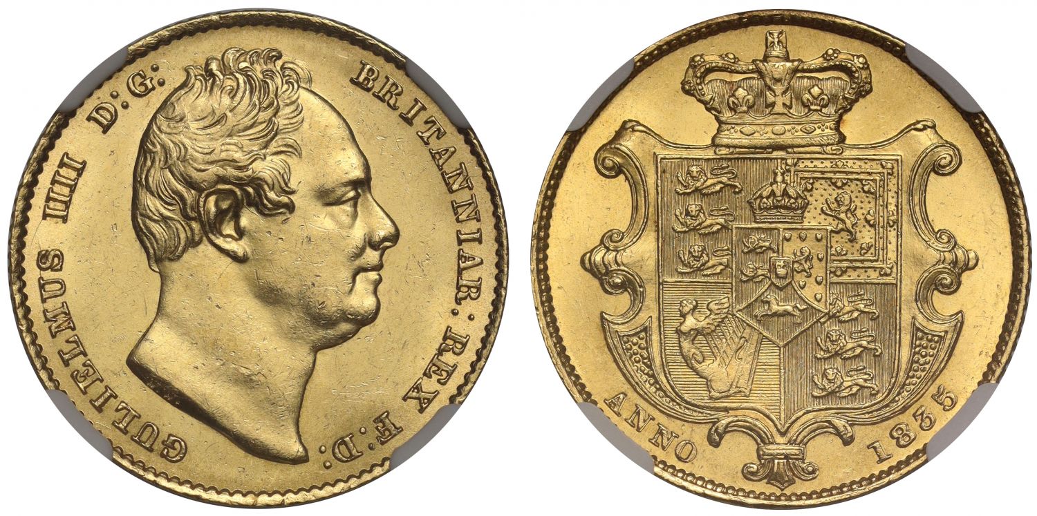 William IV 1835 Sovereign, MS62, rare date