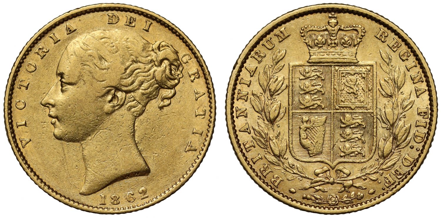 Victoria 1862 Sovereign, F over so-called A in DEF, Hill 45A R2