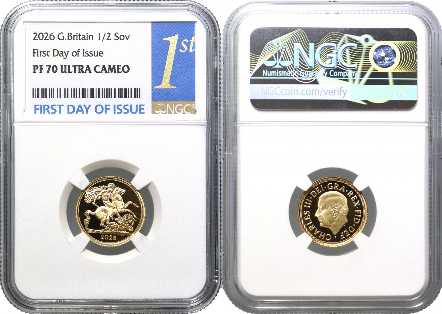 * Charles III 2026 gold proof Half-Sovereigns PF70 UC FDI