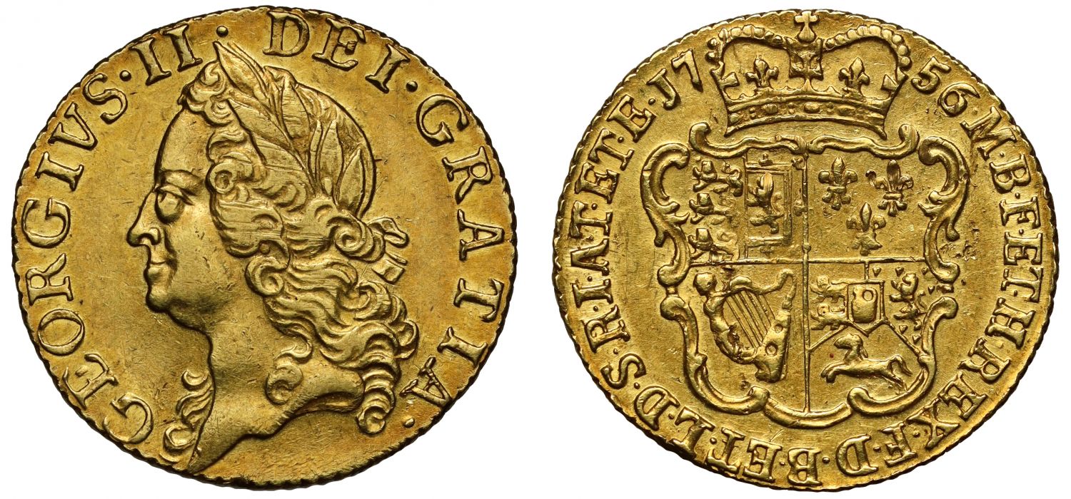 George II 1756 Half-Guinea, old head
