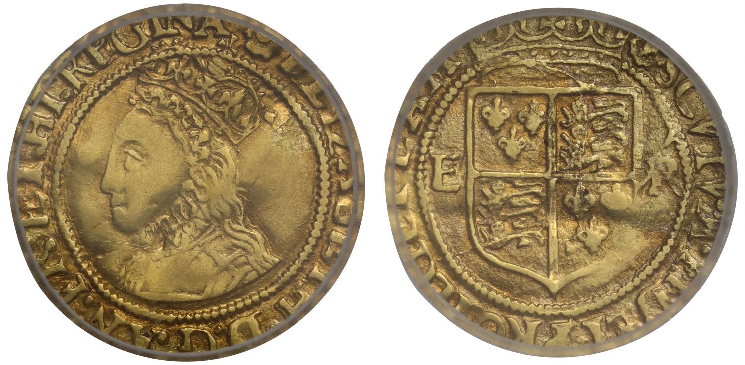 Elizabeth I gold Halfcrown, initial mark rose, 3-4th issue, ICG graded VF30