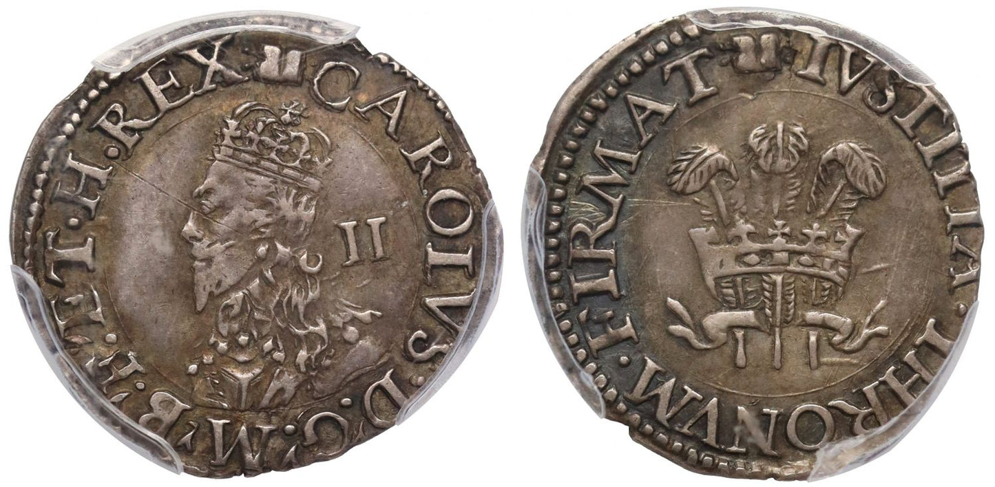 Charles I Halfgroat, Aberystwyth mint, PCGS AU55