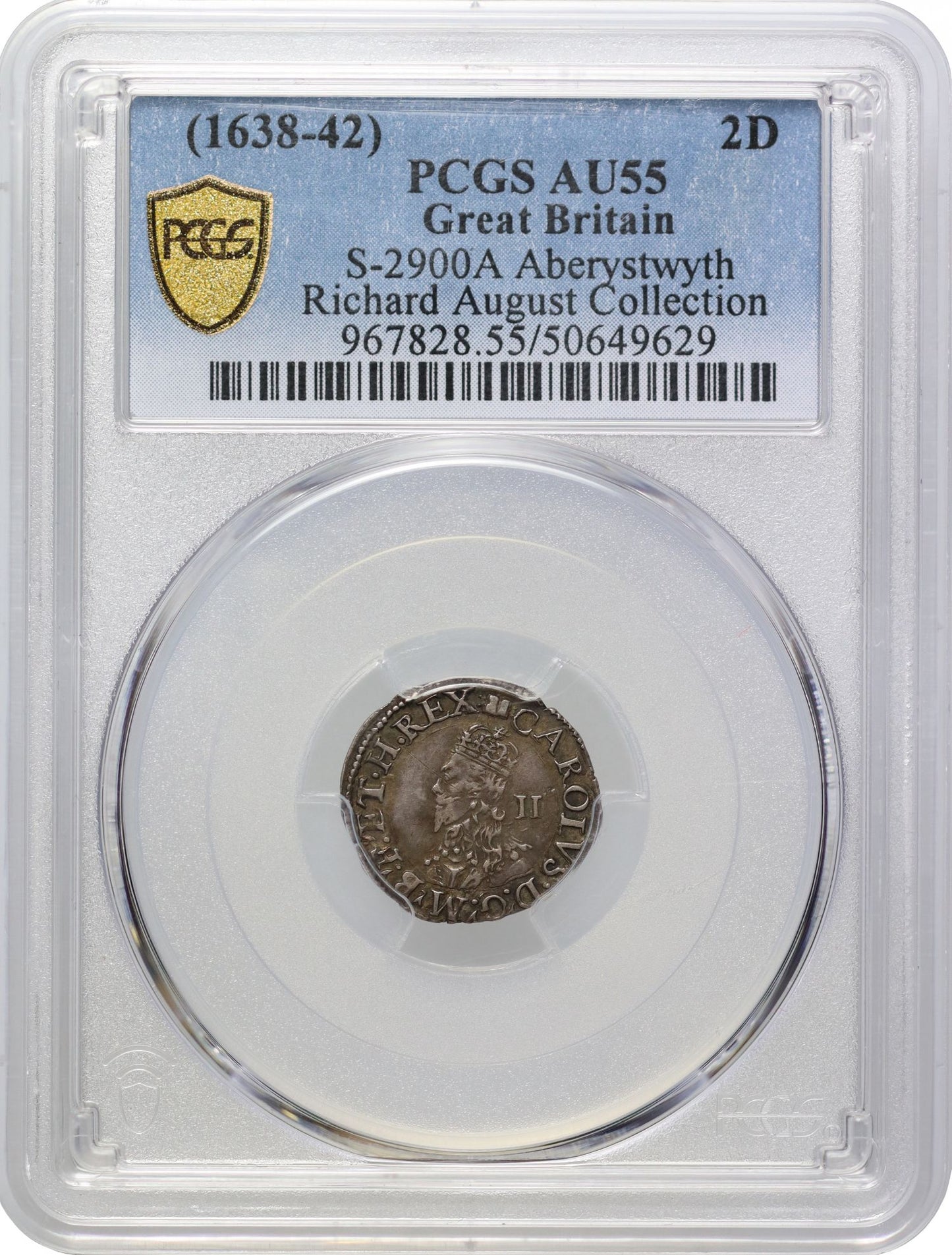 Charles I Halfgroat, Aberystwyth mint, PCGS AU55