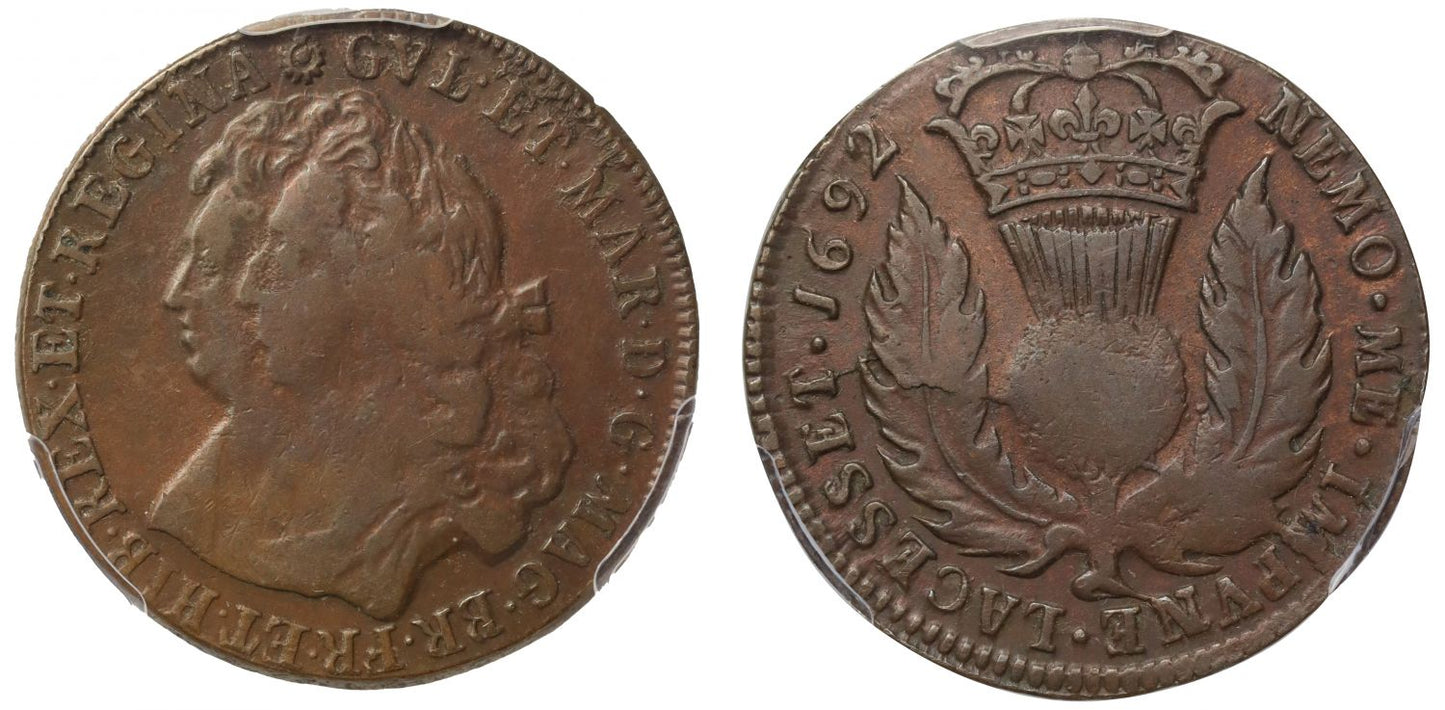 Scotland, William and Mary 1692 Bawbee VF30