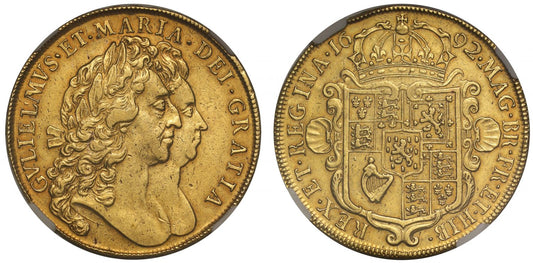 William and Mary 1692 Five-Guineas, NGC XF45