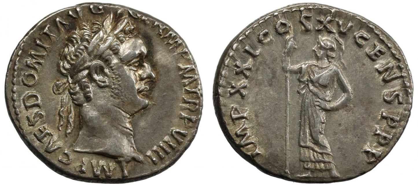 Domitian, Silver Denarius, Minerva.