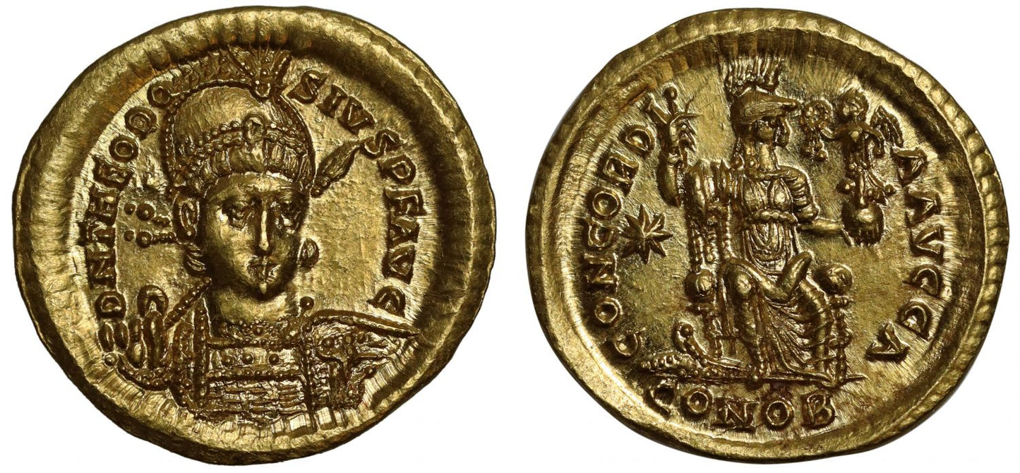Theodosius II, Gold Solidus, Constantinople.