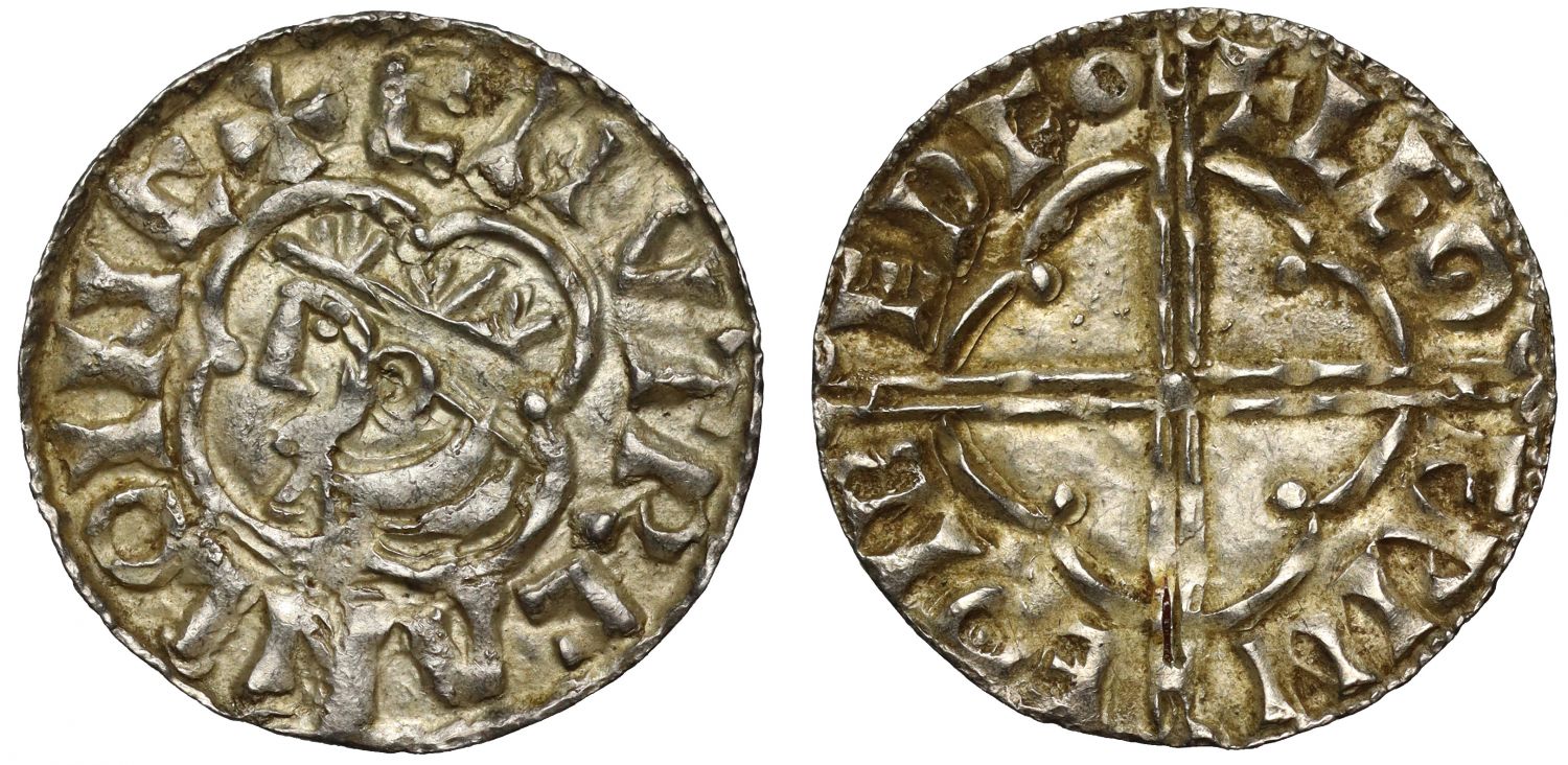 Canute Penny, Quatrefoil type, Bedford, Leofwine