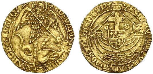 Edward IV gold Angel initial mark cinquefoil