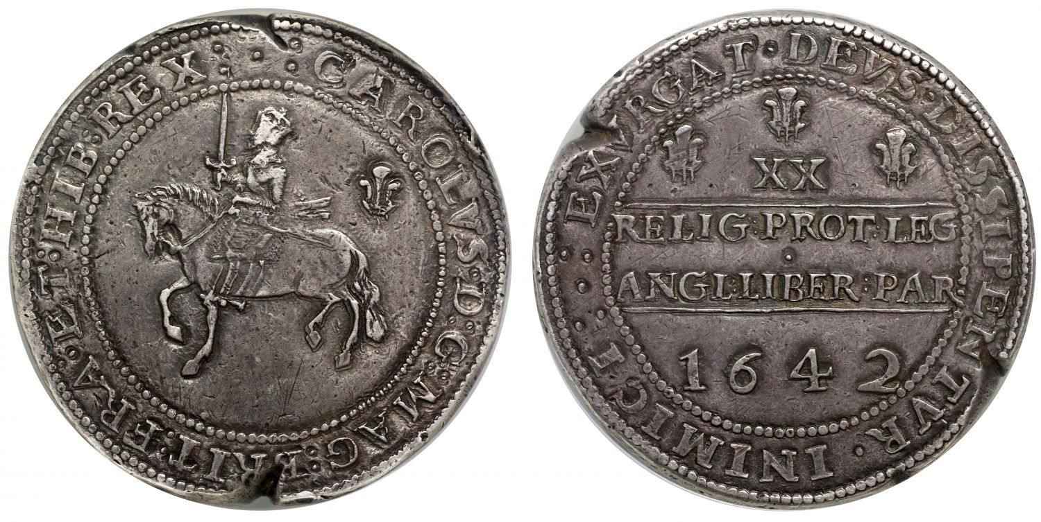 Charles I 1642 silver Pound Shrewsbury mint NGC XF45 joint finest at NGC