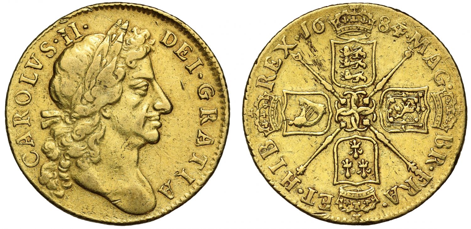 Charles II 1684 Guinea, fourth bust, final date of reign, very rare