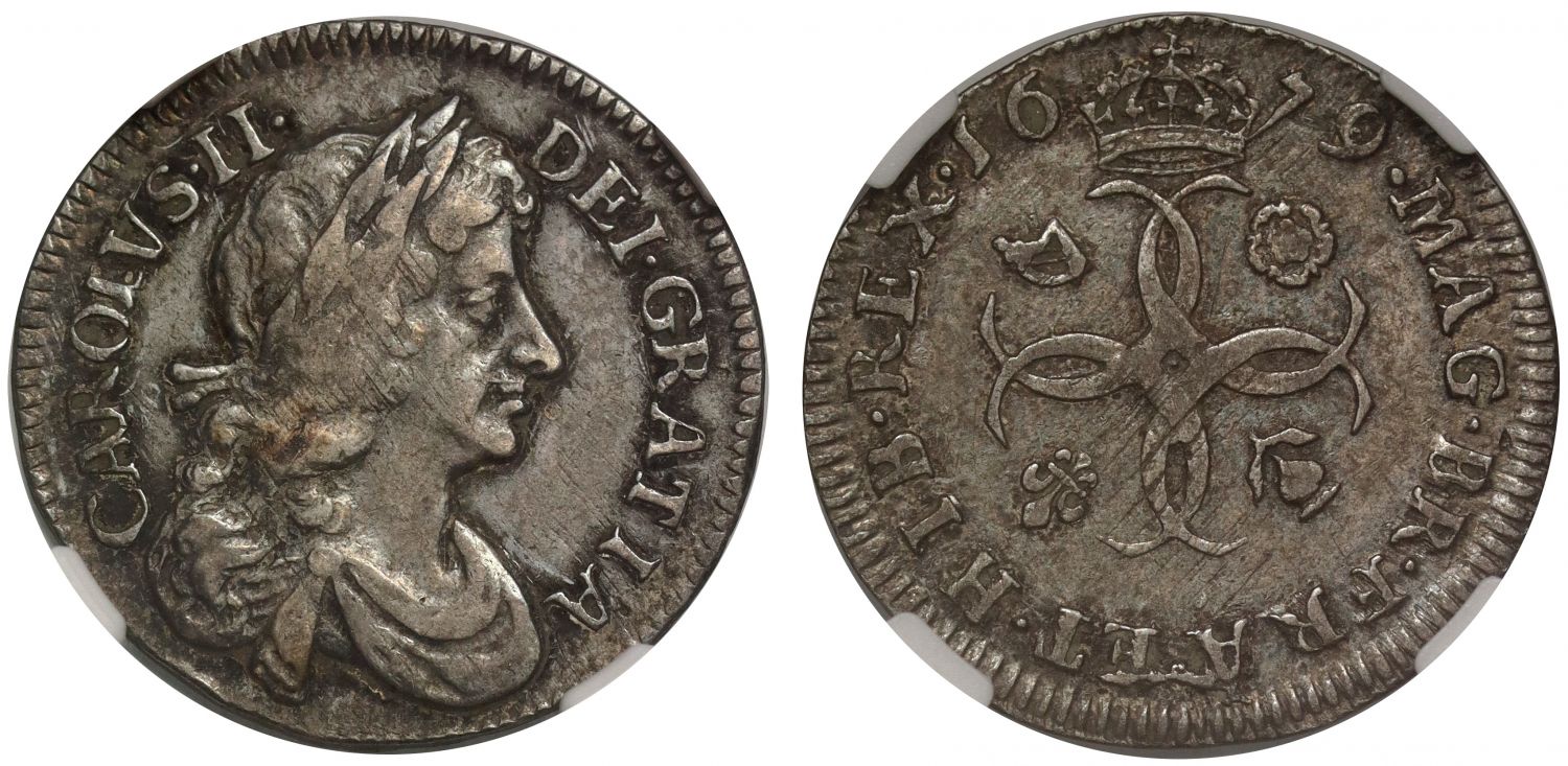 Charles II 1679 silver Fourpence or Groat XF40