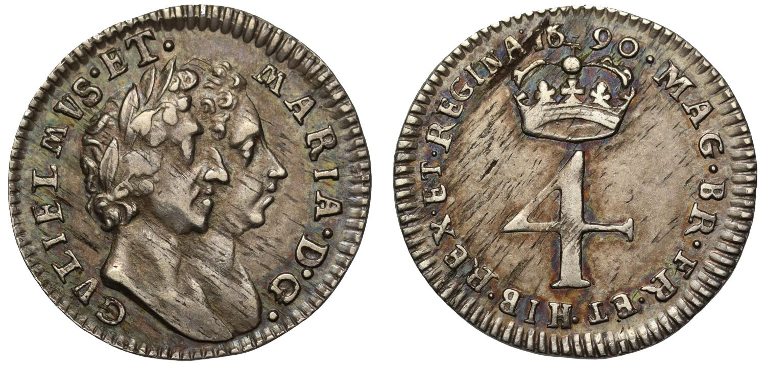 William and Mary 1690 silver Fourpence