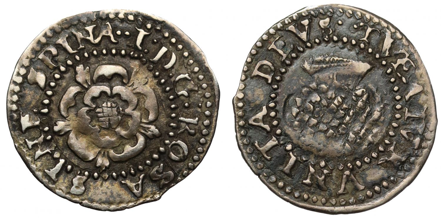 James I silver Penny, third coinage, imitial mark two pellets