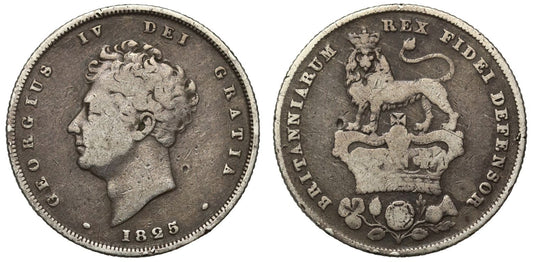 George IV 1825 Shilling, bare head, Roman I for 1 in the date