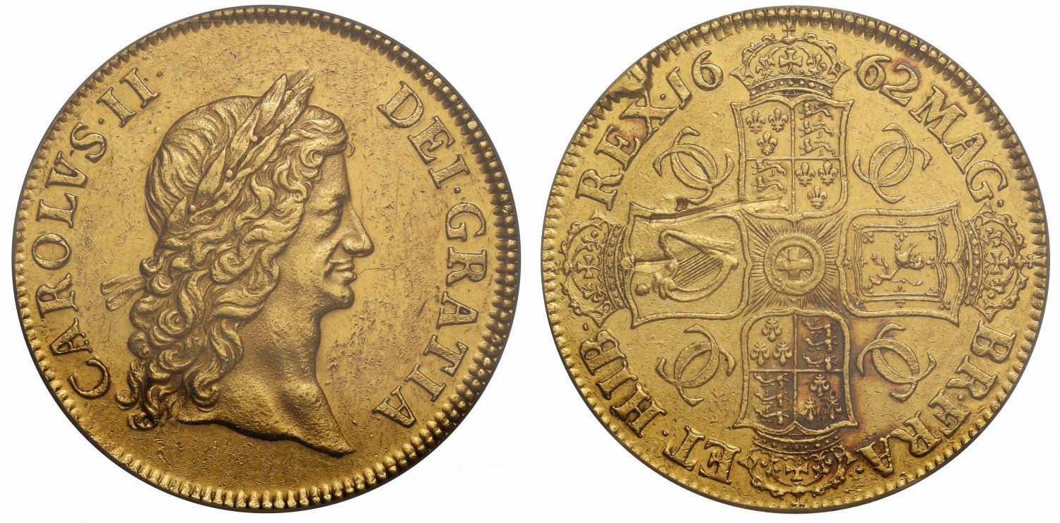 Charles II 1662 gold pattern Crown, plain edge by Roettier, 4 known, PR50