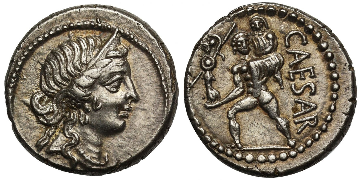 Julius Caesar, Silver Denarius, Aeneas and Anchises.