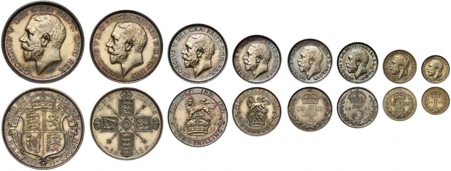 George V 1911 8-coin silver proof Set in original case for Coronation